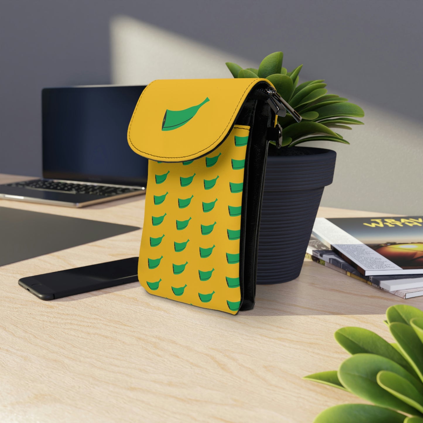 Flavor's Green and Yellow Small Cell Phone Wallet