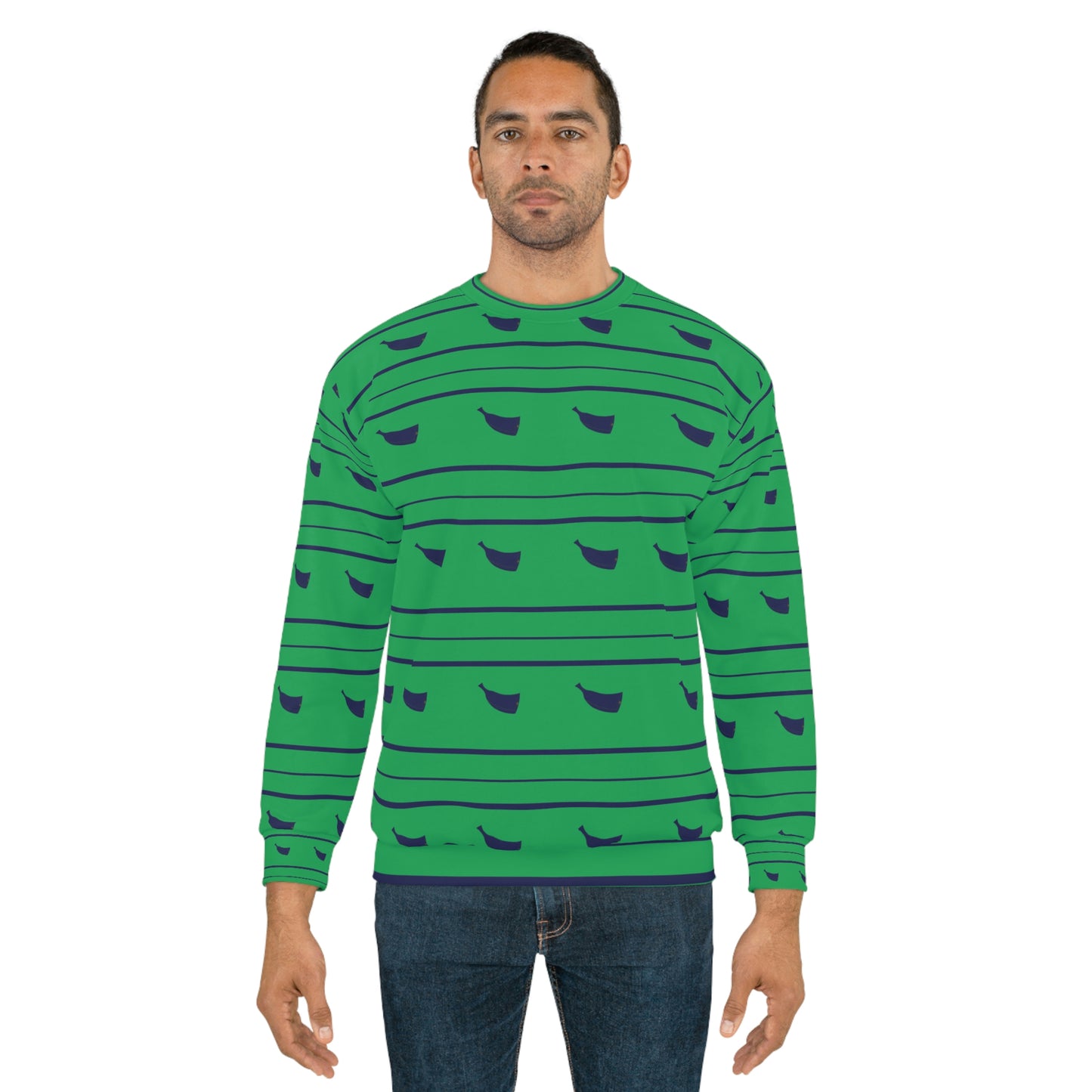 AOP Unisex Sweatshirt GREEN WITH PLANTAIN